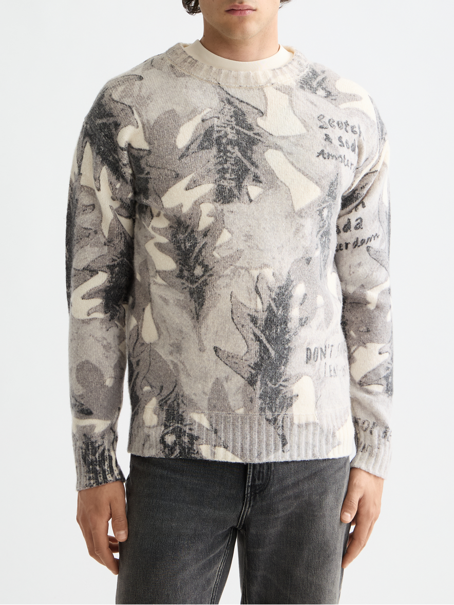 Printed dropped shoulder pullover