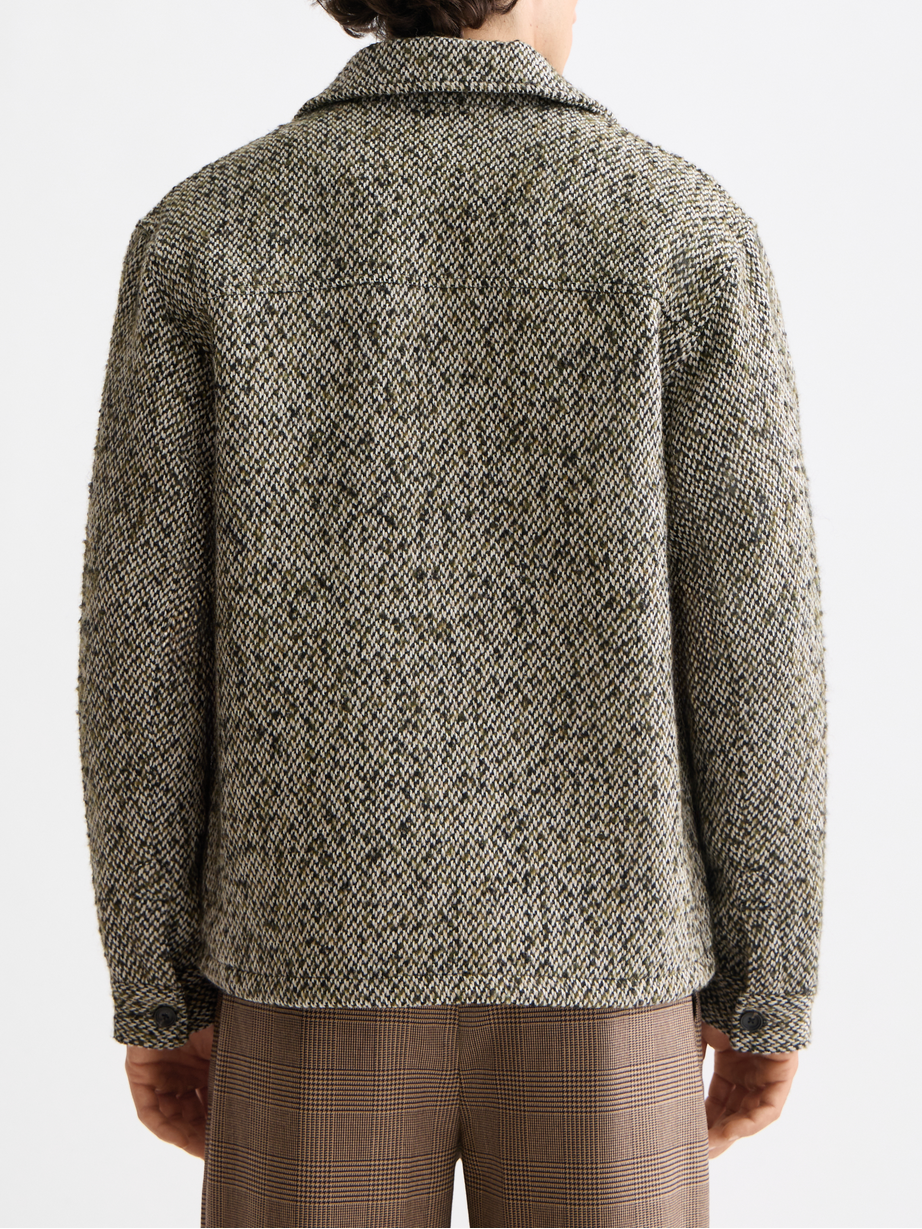Multicoloured tweed wool-blend overshirt