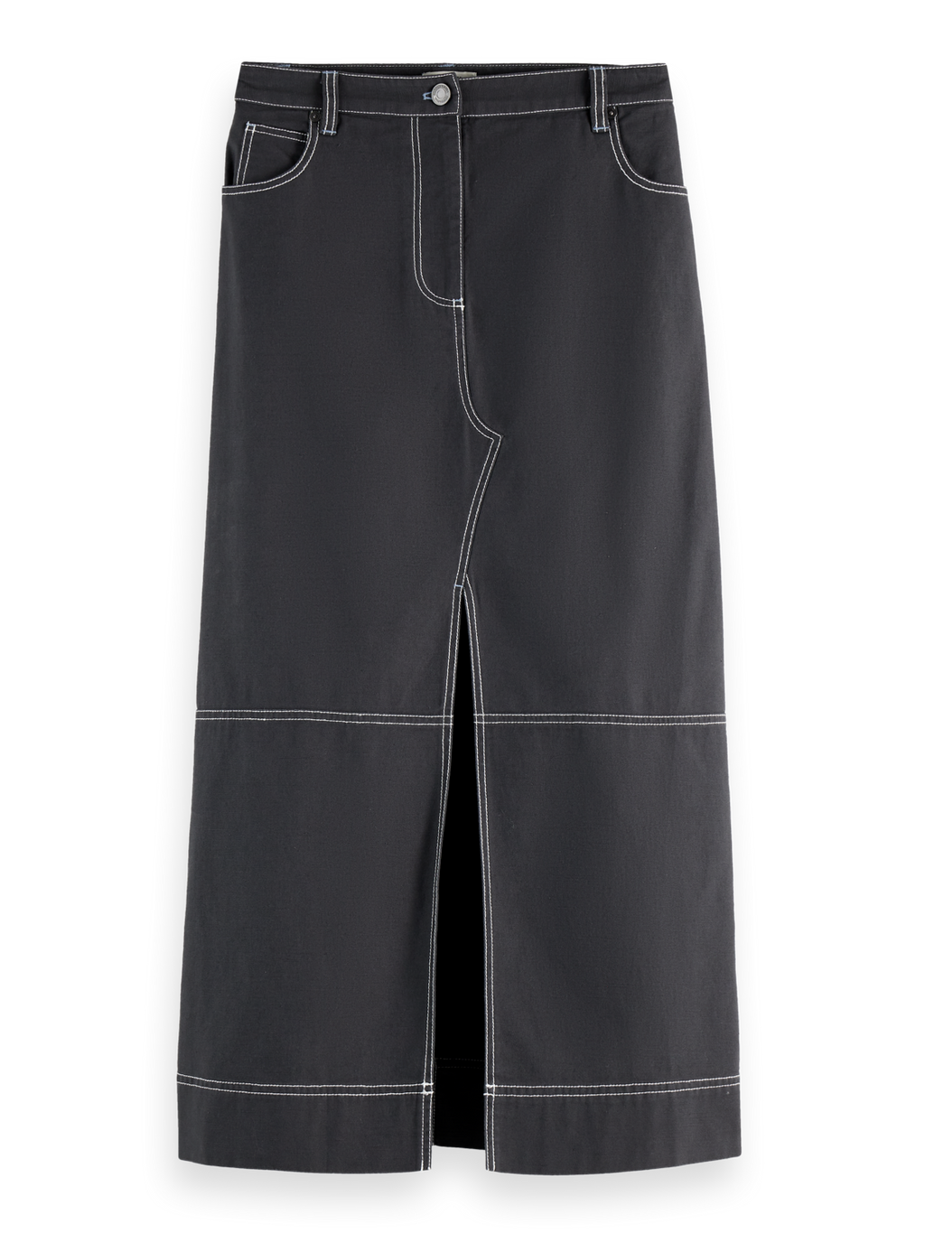 Workwear midi skirt with front slit