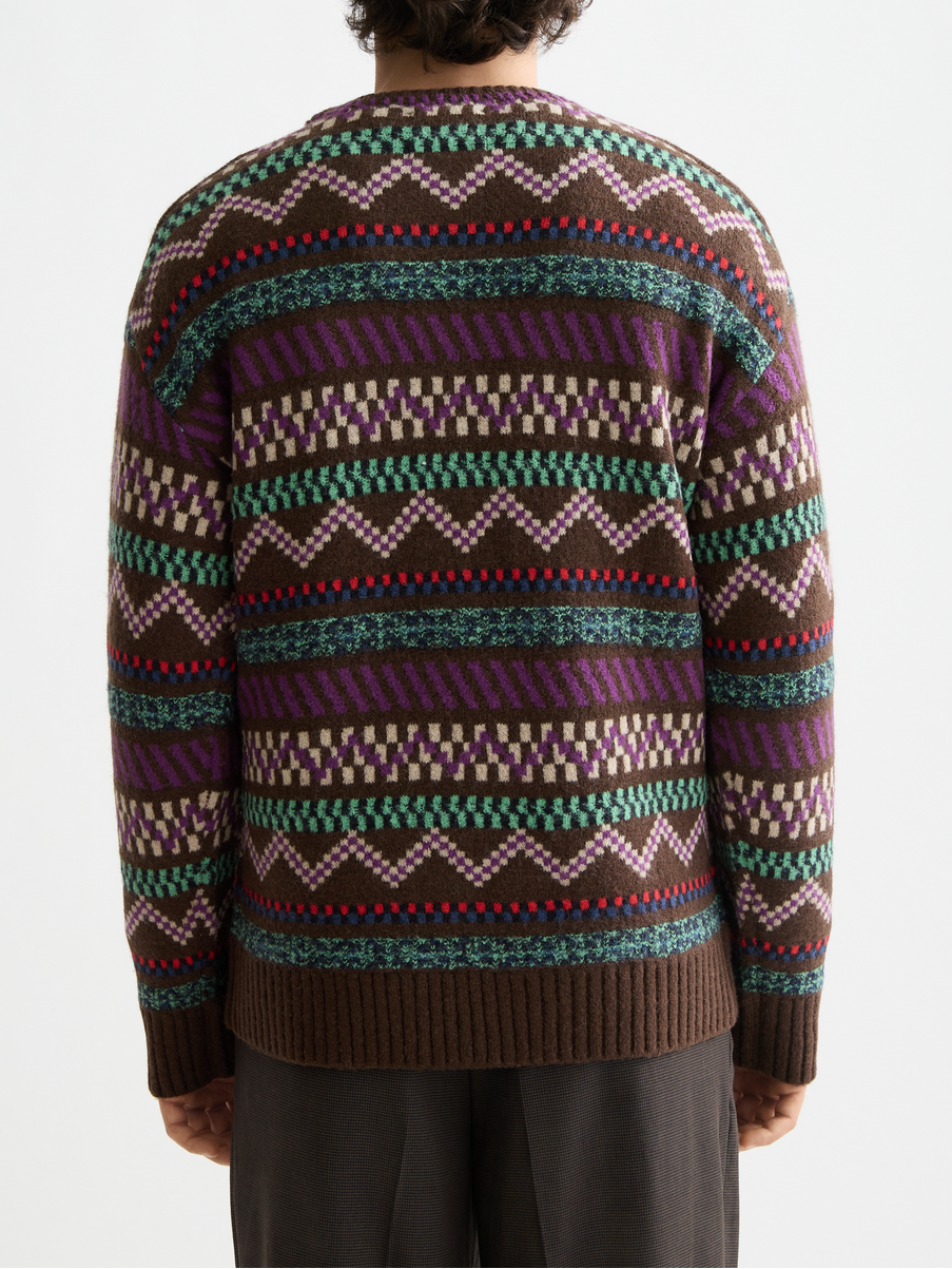 Jacquard dropped shoulder crewneck