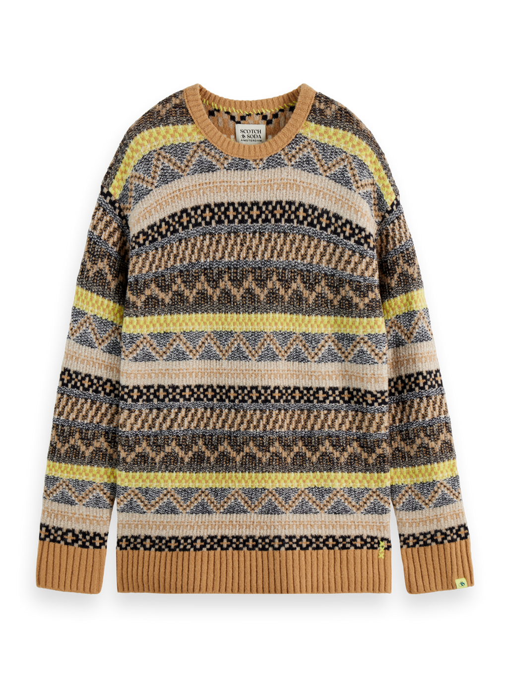 Jacquard dropped shoulder crewneck