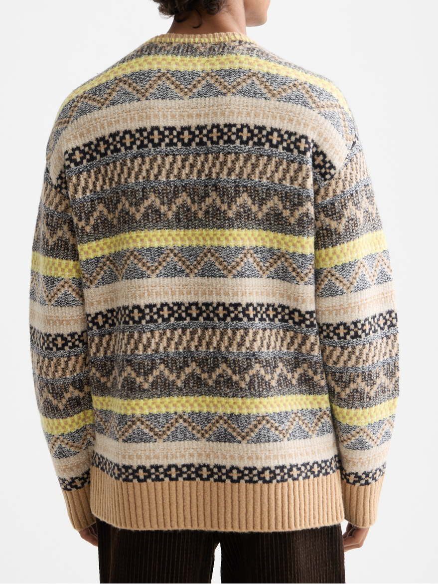 Jacquard dropped shoulder crewneck