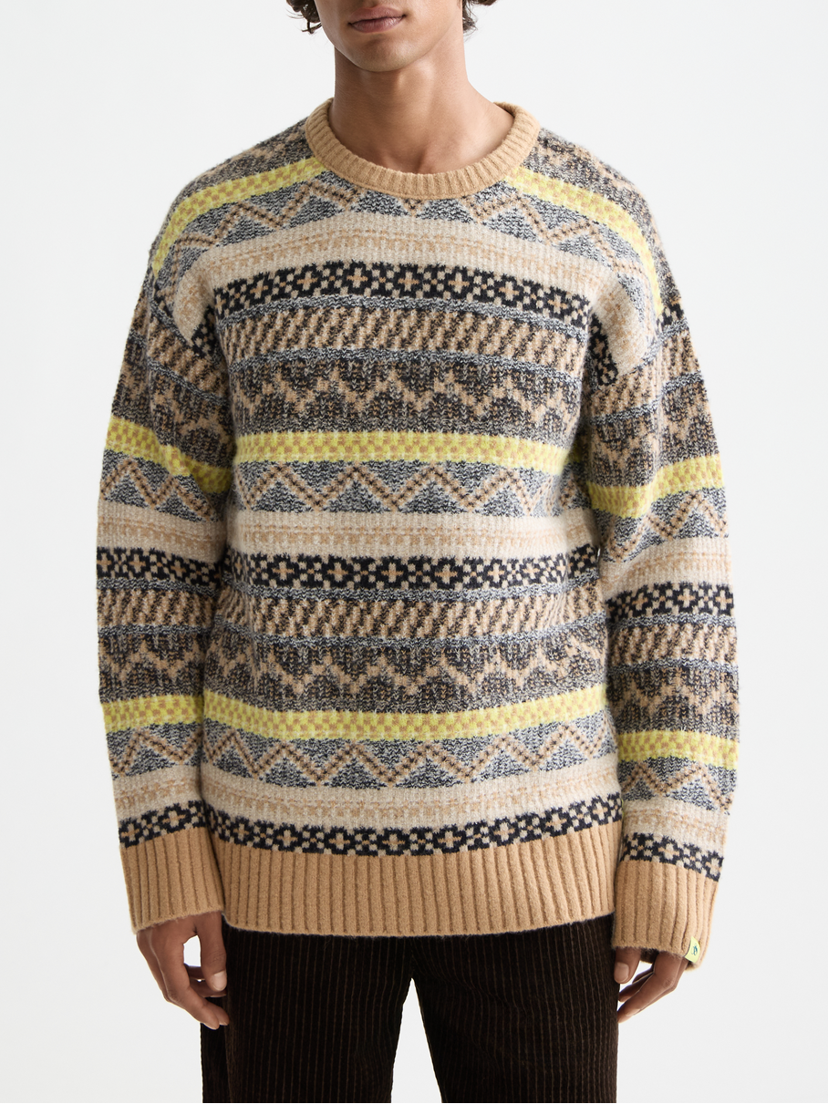 Jacquard dropped shoulder crewneck