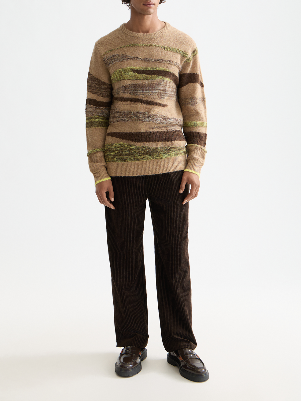 Fluffy alpaca wool blend crew neck