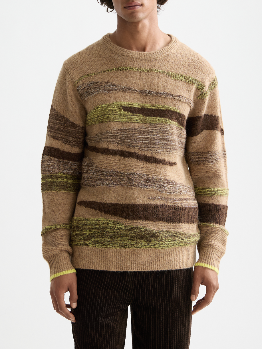Fluffy alpaca wool blend crew neck