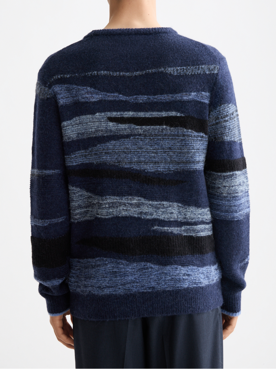 Fluffy alpaca wool blend crew neck
