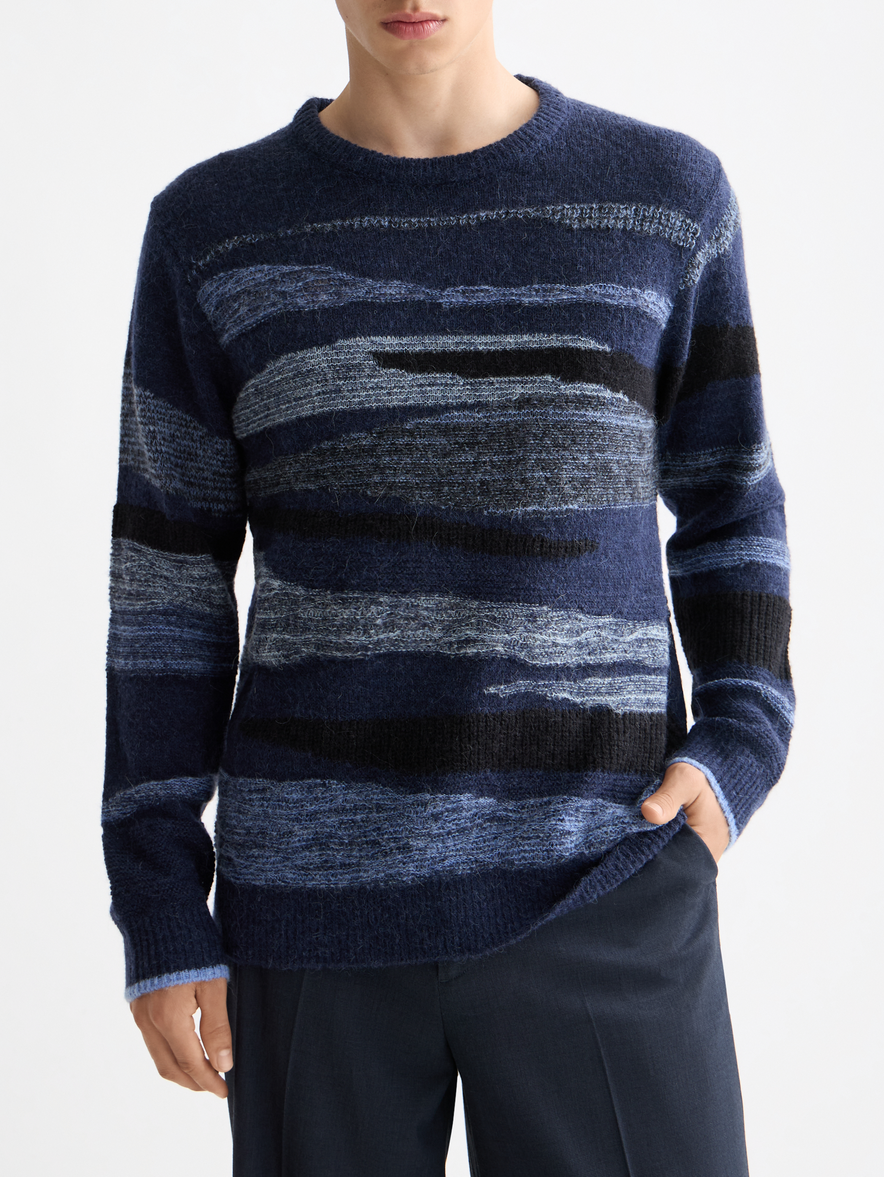 Fluffy alpaca wool blend crew neck