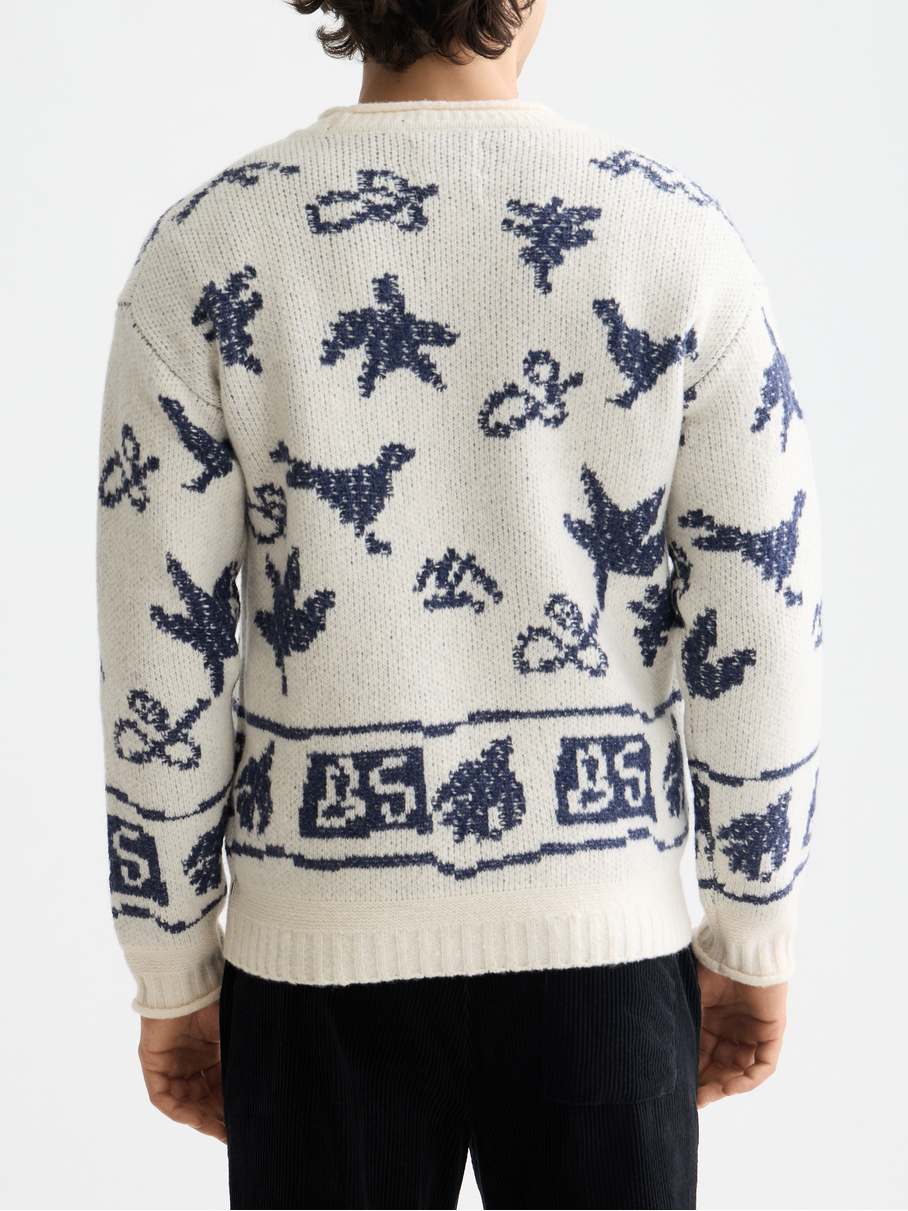 Jacquard dropped shoulder pullover