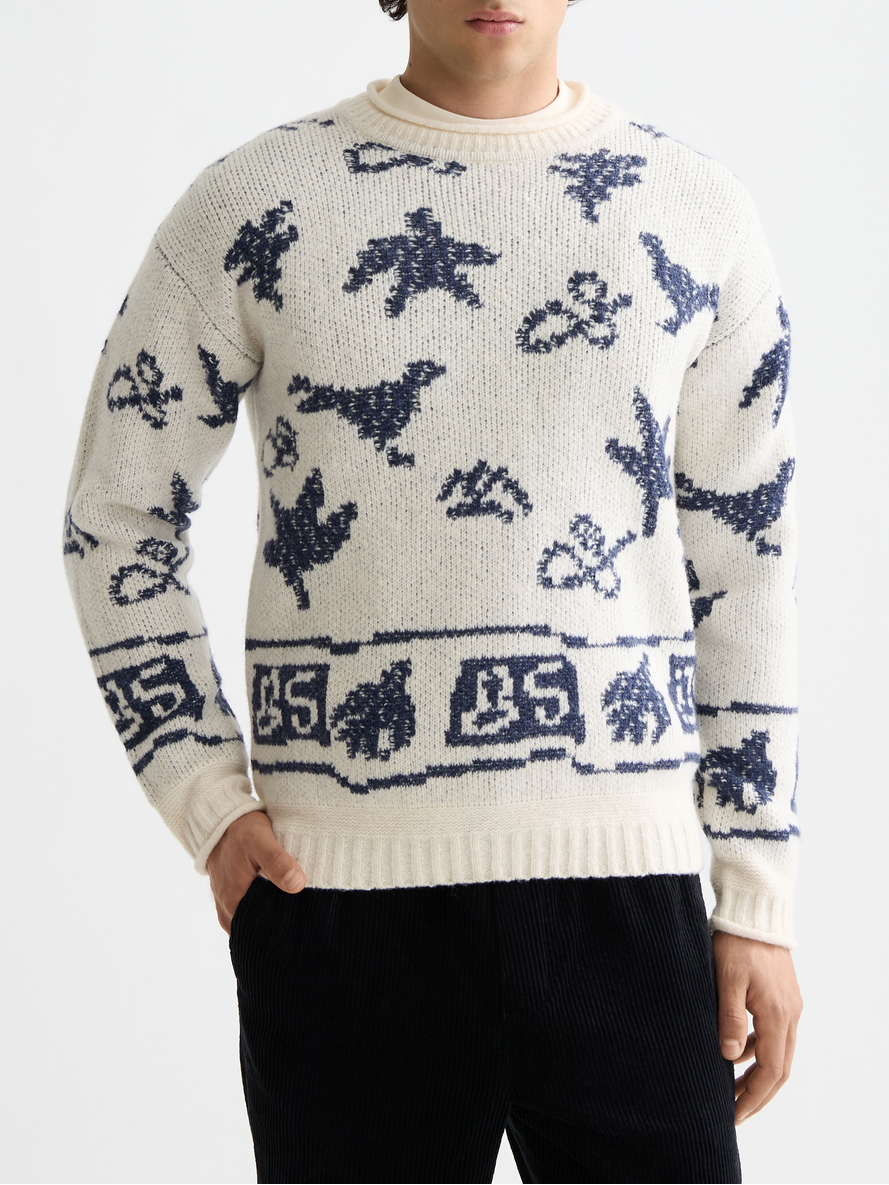 Jacquard dropped shoulder pullover