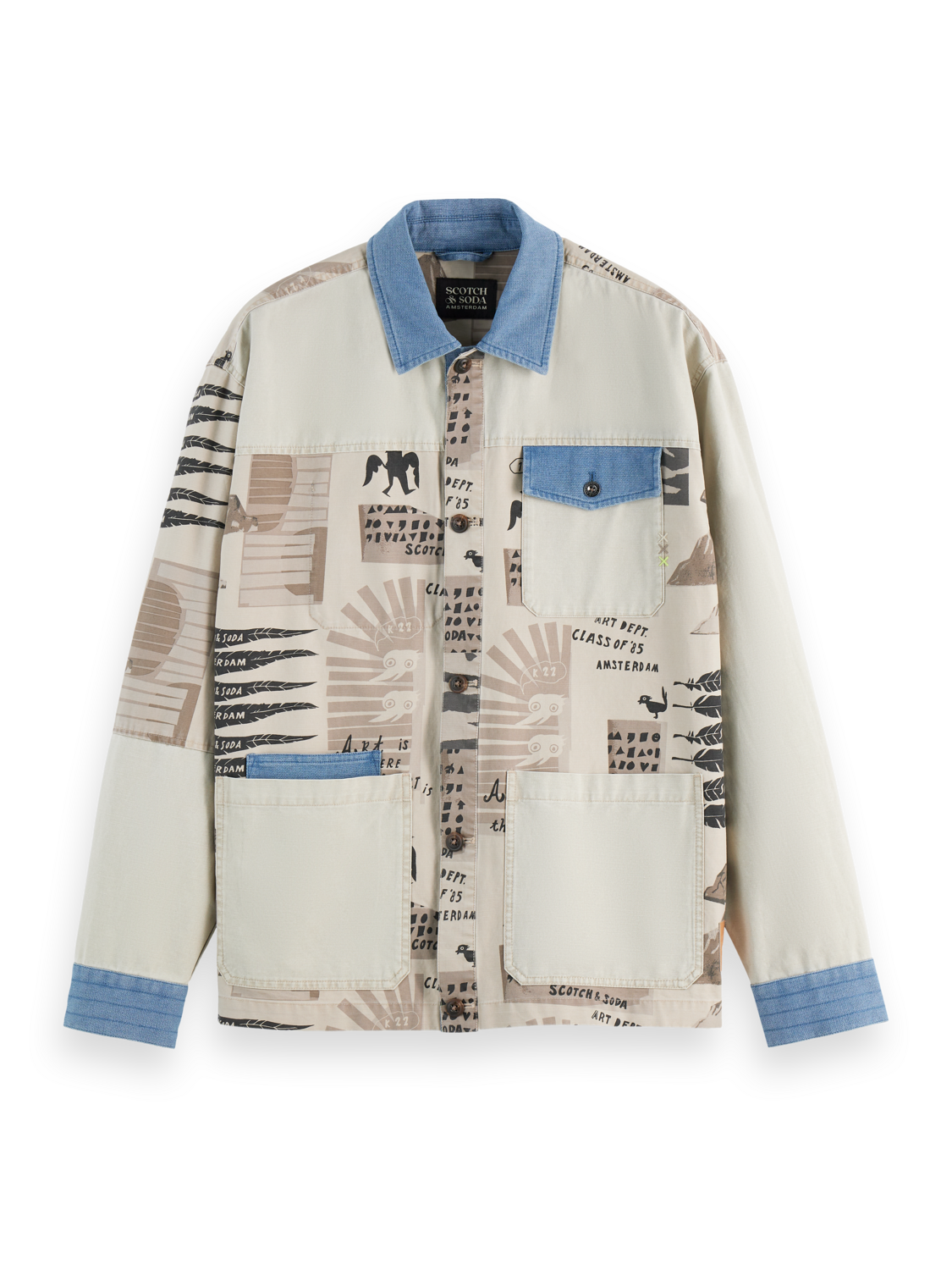Printed block worker jacket