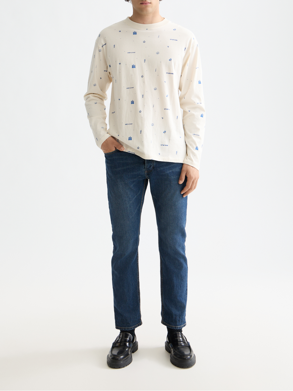 Allover Print Long-Sleeve Top – Let It Rain Collection