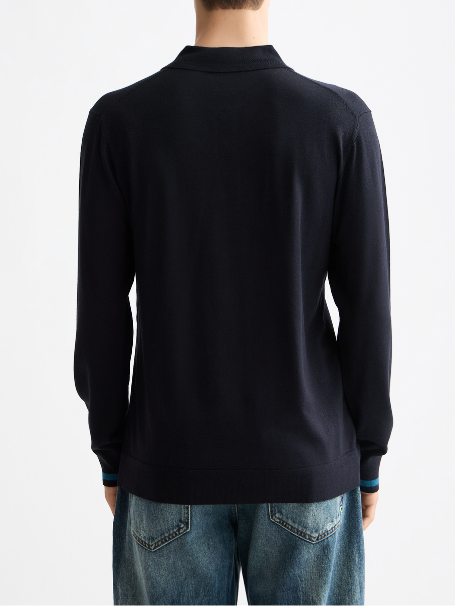 Knitted Long Sleeve Polo