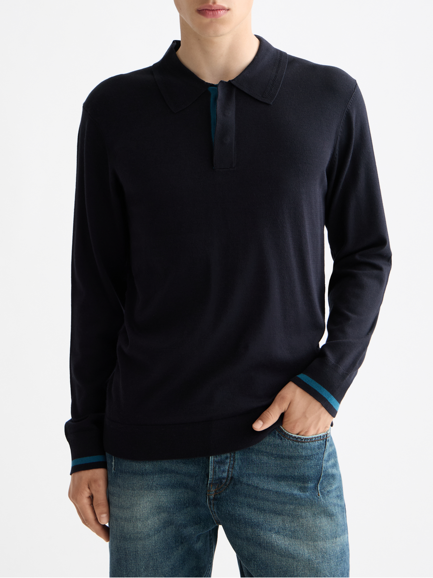 Knitted Long Sleeve Polo