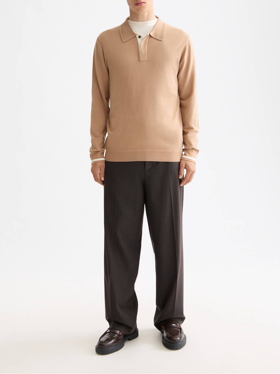 Knitted Long Sleeve Polo