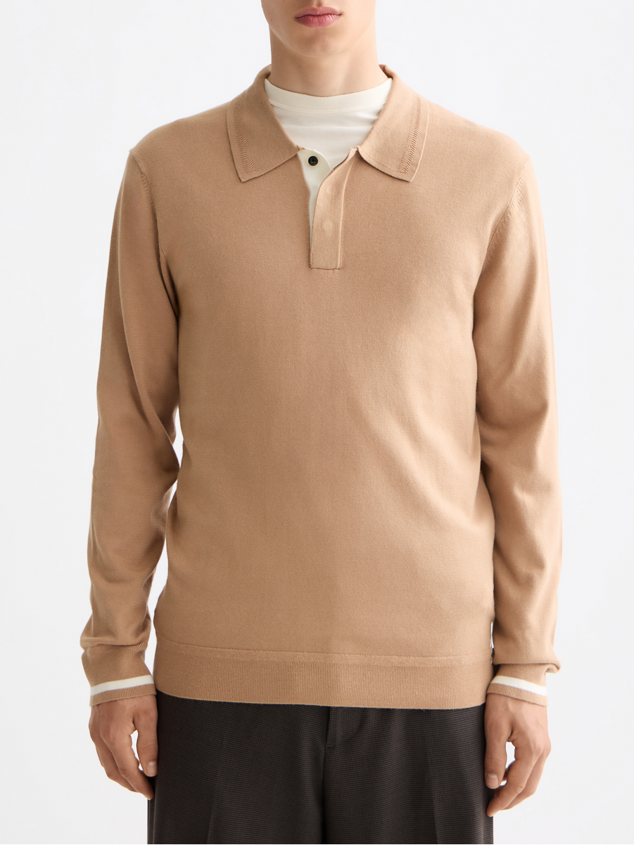 Knitted Long Sleeve Polo