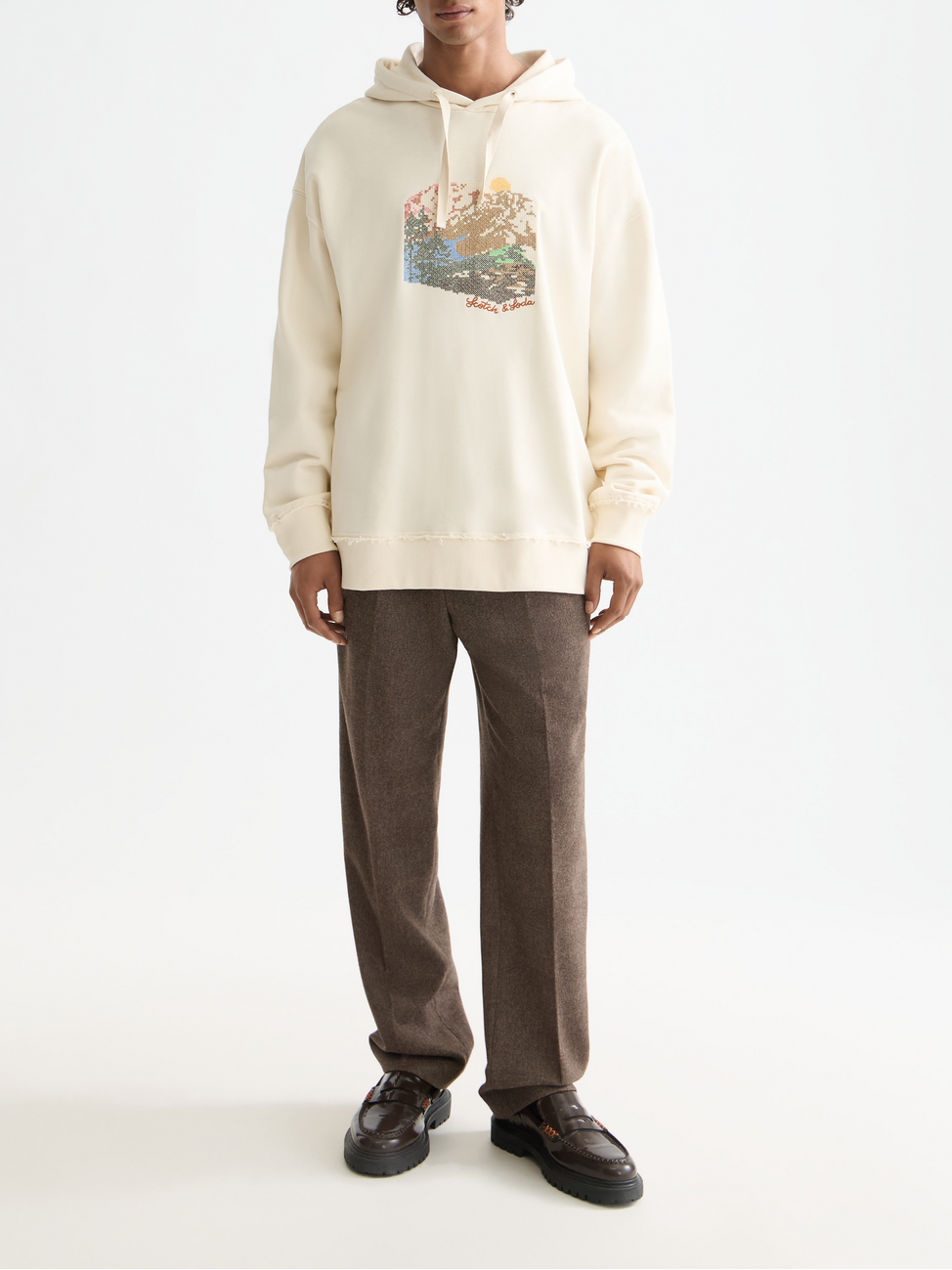 Loose Embroidered Artwork Hoodie