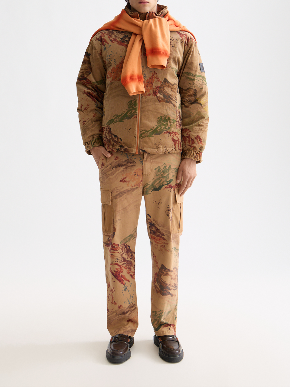 Harper Printed loose tapered cargo pants