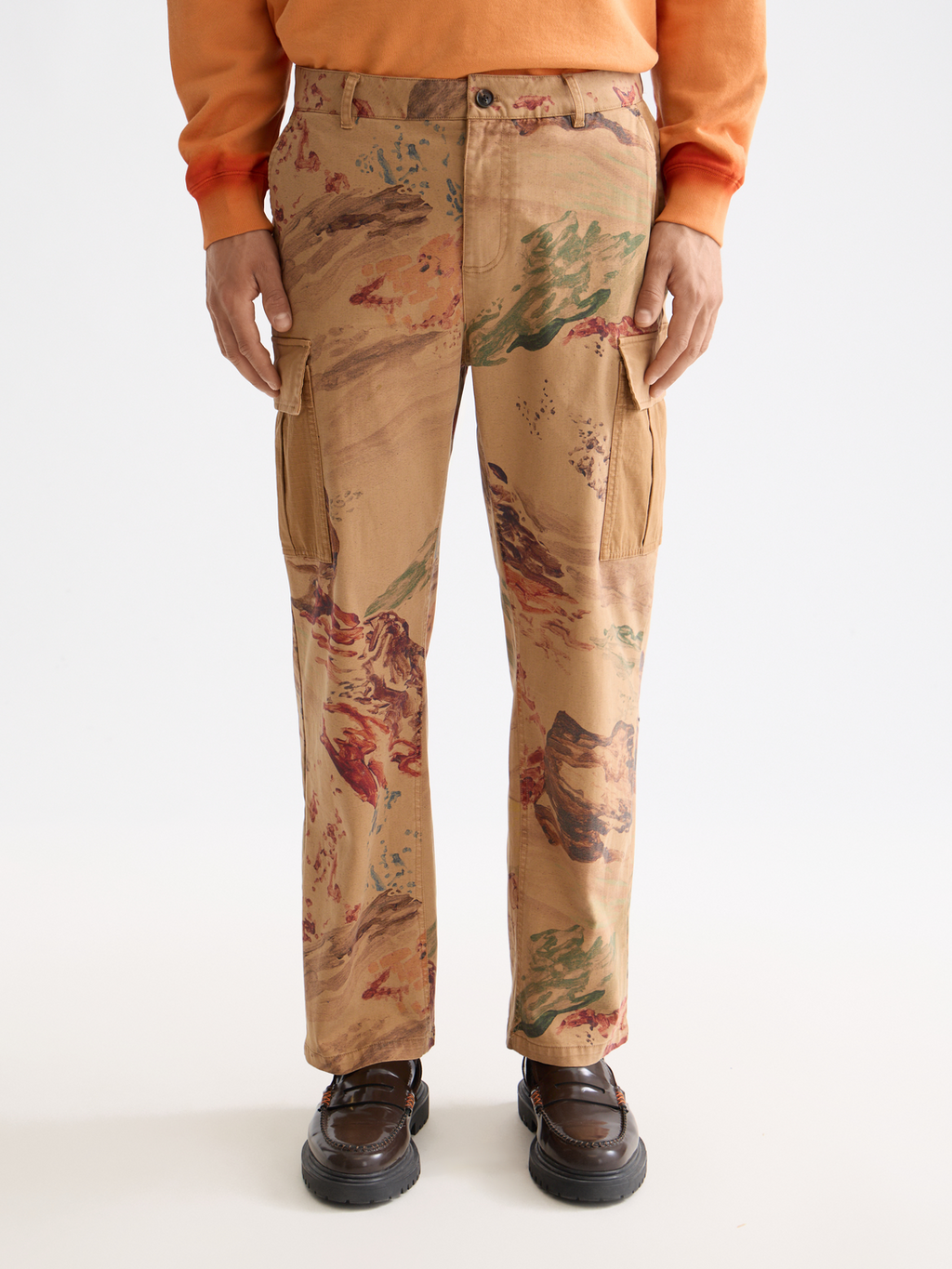 Harper Printed loose tapered cargo pants