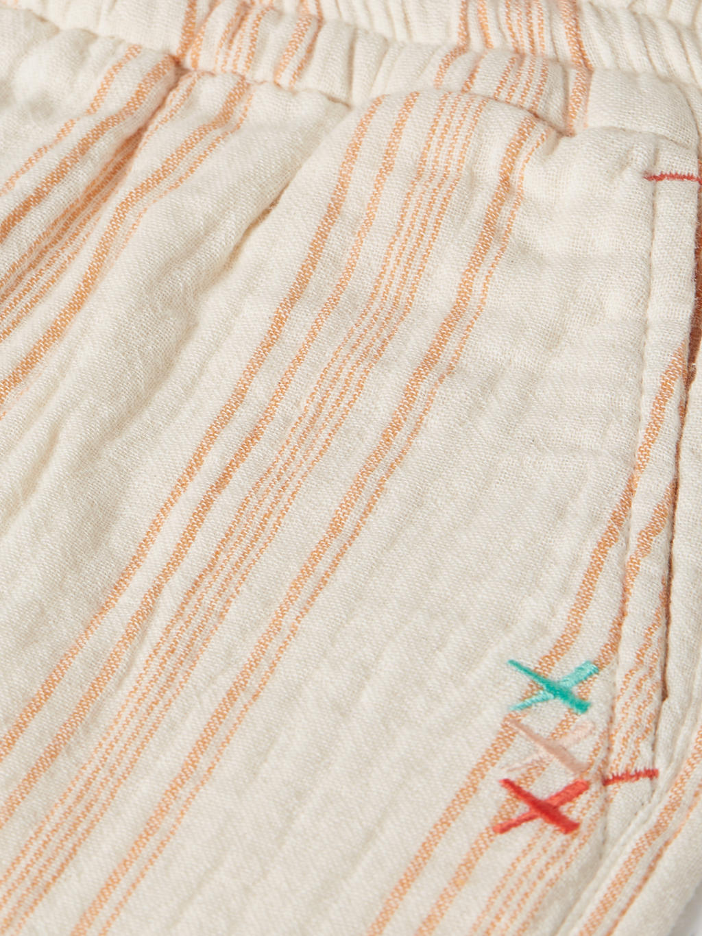 Boys embroidery stripe cotton shorts