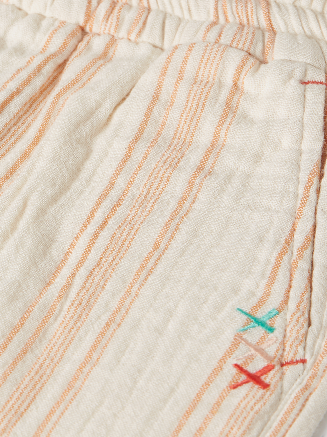 Boys embroidery stripe cotton shorts