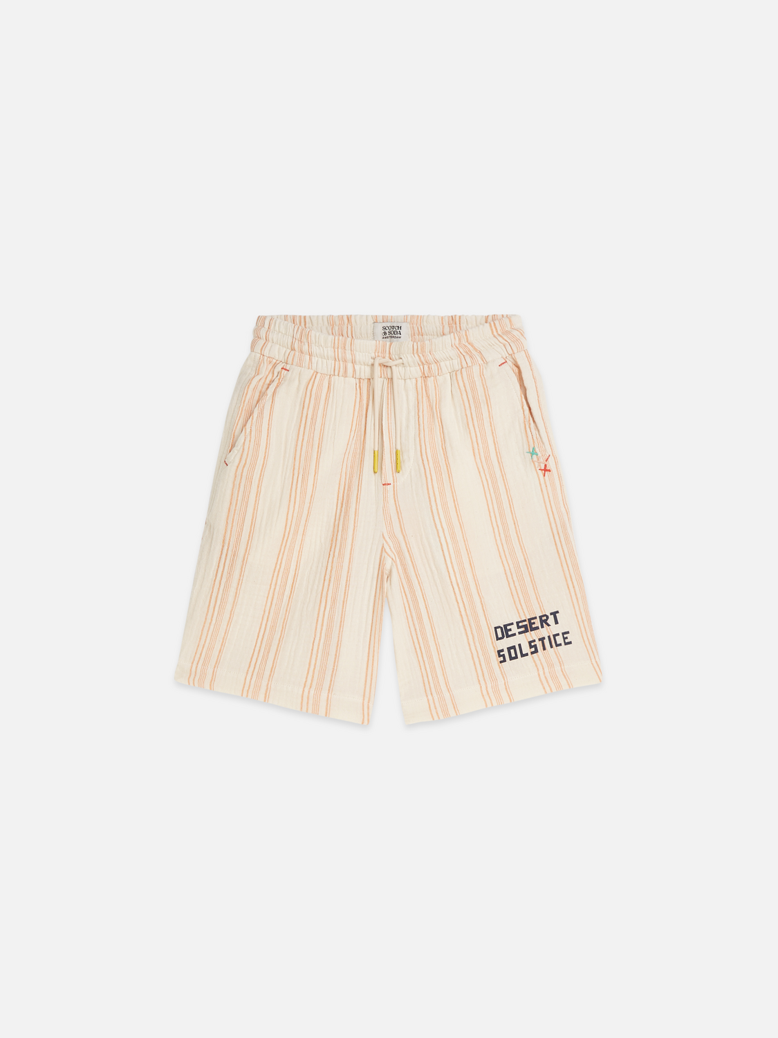 Boys embroidery stripe cotton shorts