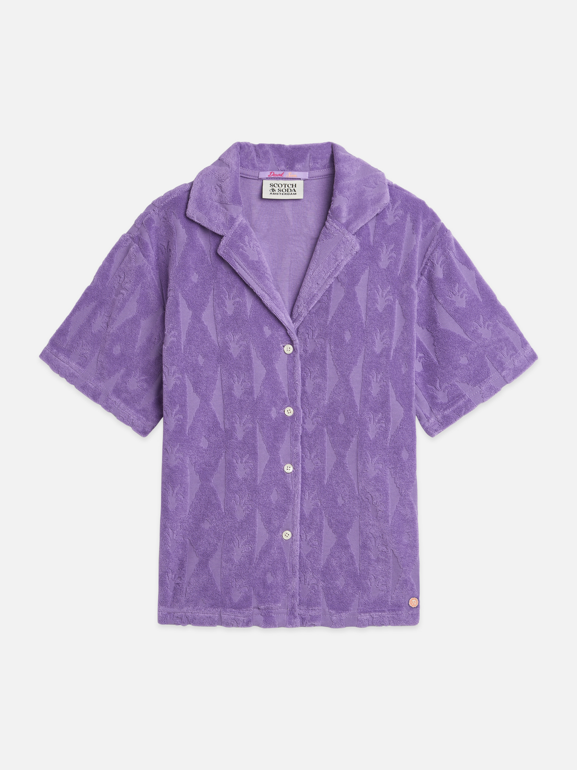 Girls jacquard towelling short sleeve shirt
