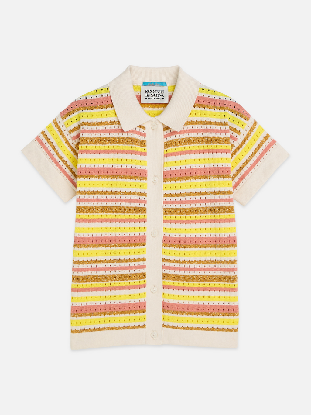 Girls stripe short sleeve knitted shirt