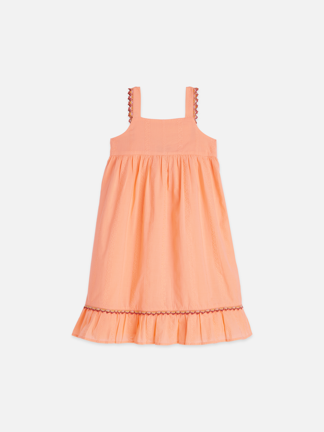 Girls Embroidered stripe cotton dress