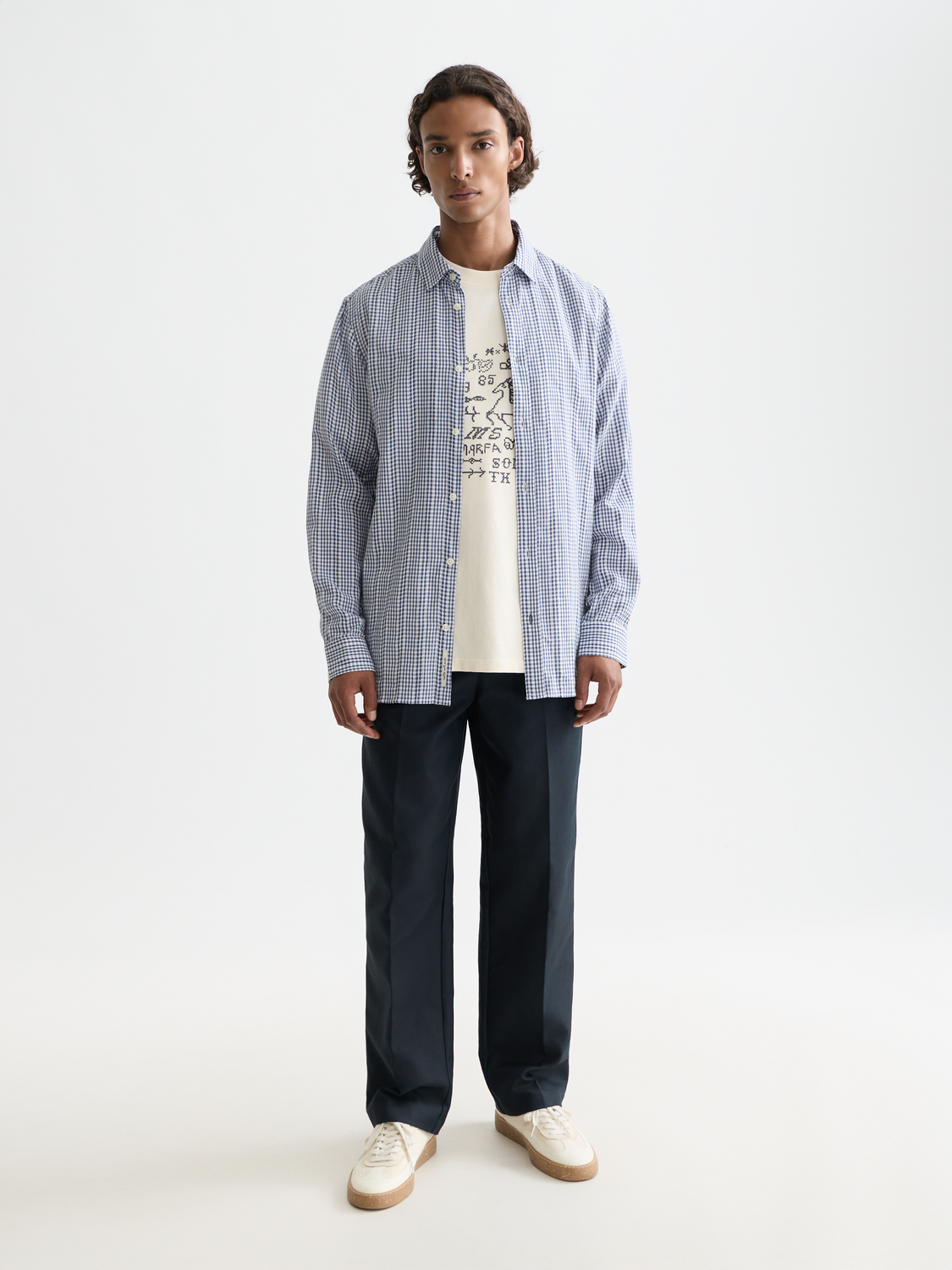 Microcheck cotton poplin shirt