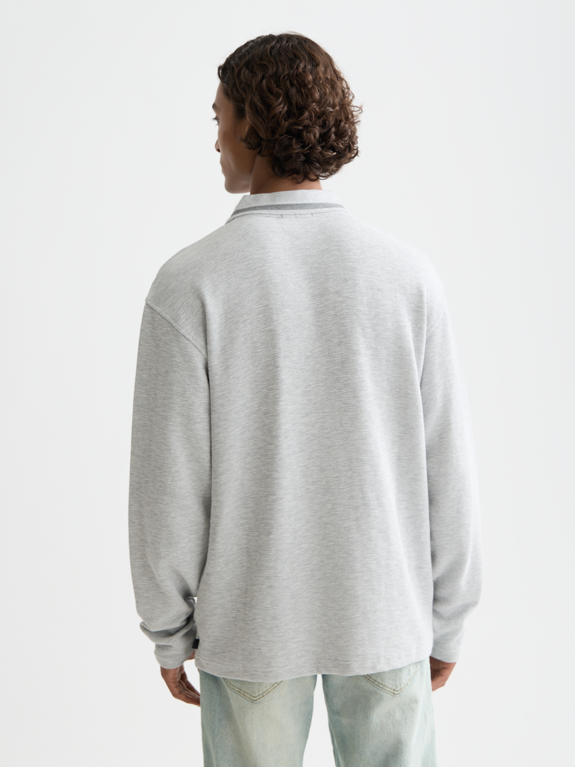 Structured relaxed long-sleeved polo