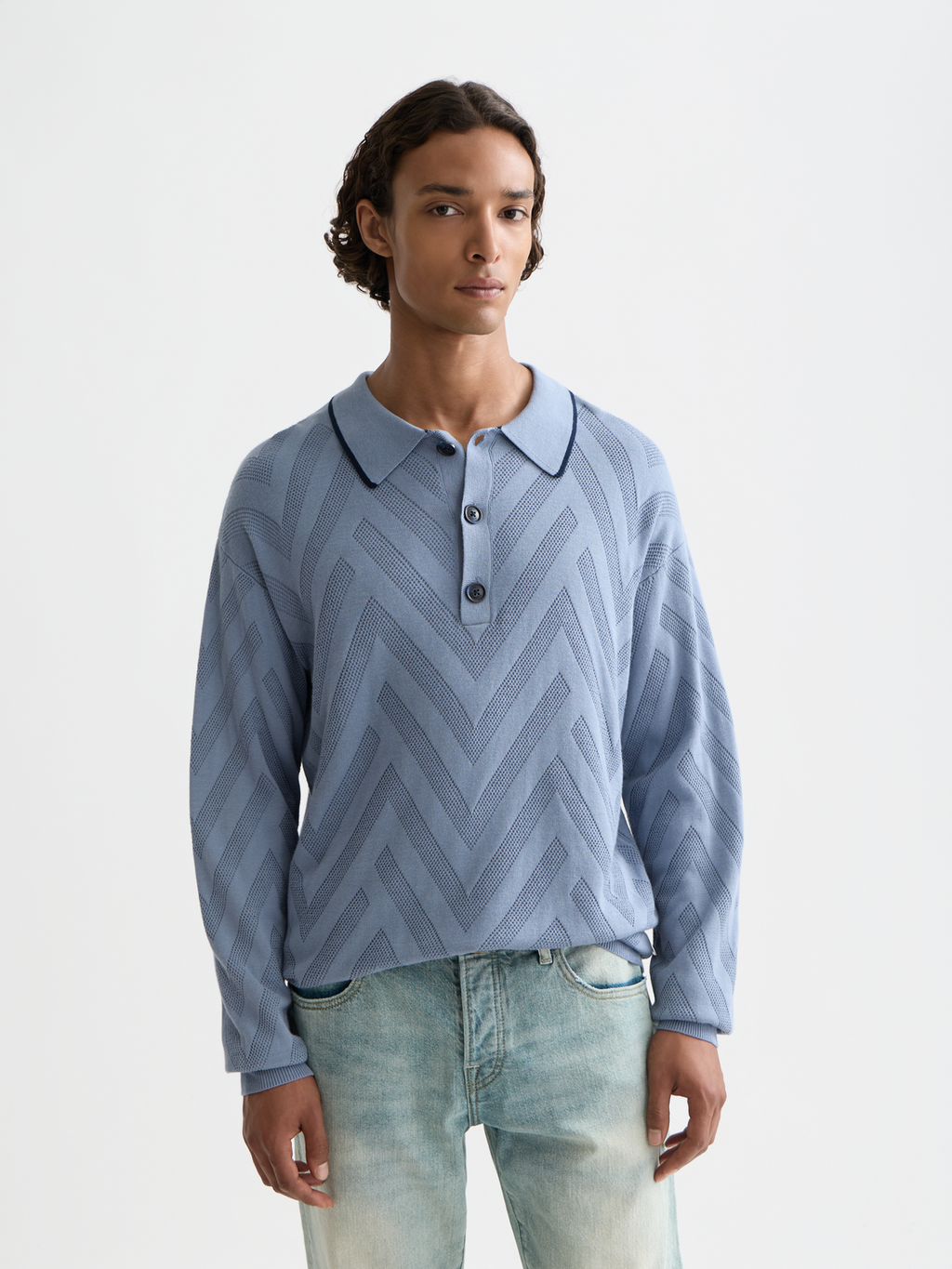 Structure long sleeve polo