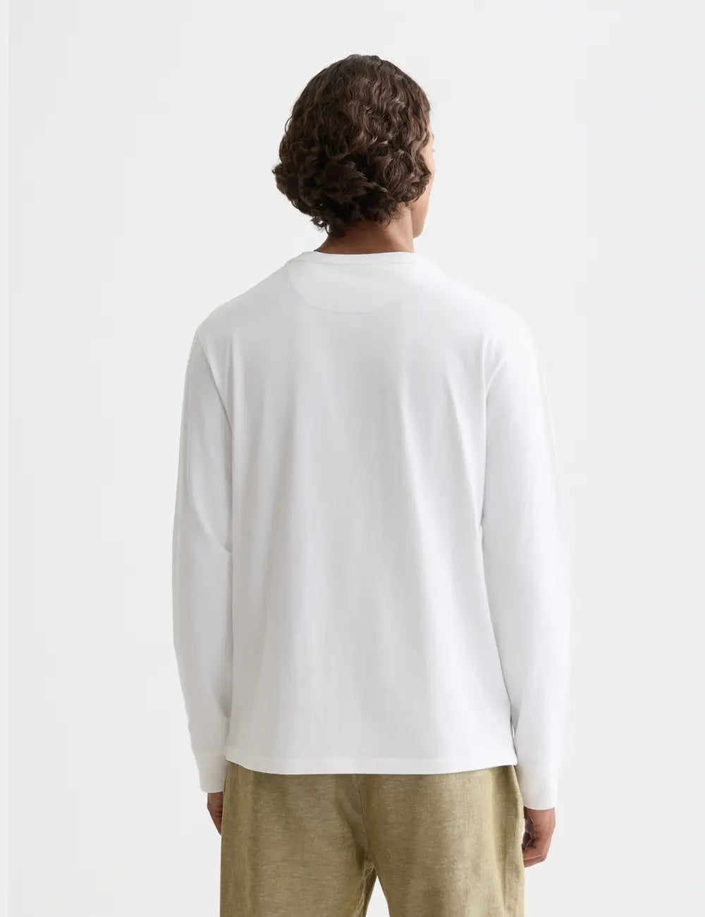 Chest Logo Regular-fit  Long-sleeved T-shirt back view showing fit and finish by Scotch & Soda