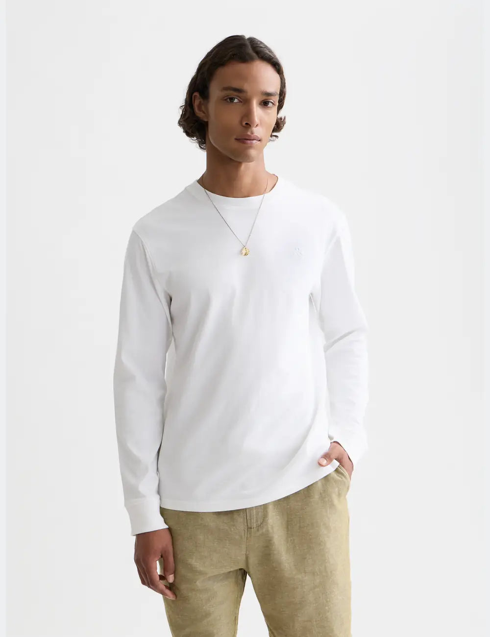 White/pastel Chest Logo Regular-fit  Long-sleeved T-shirt front view by Scotch & Soda
