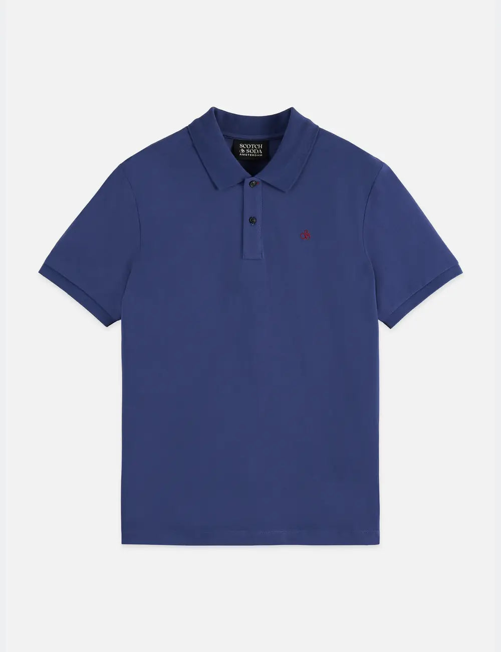 Navy Seasonal Core Pique Chest Logo Polo front view by Scotch & Soda