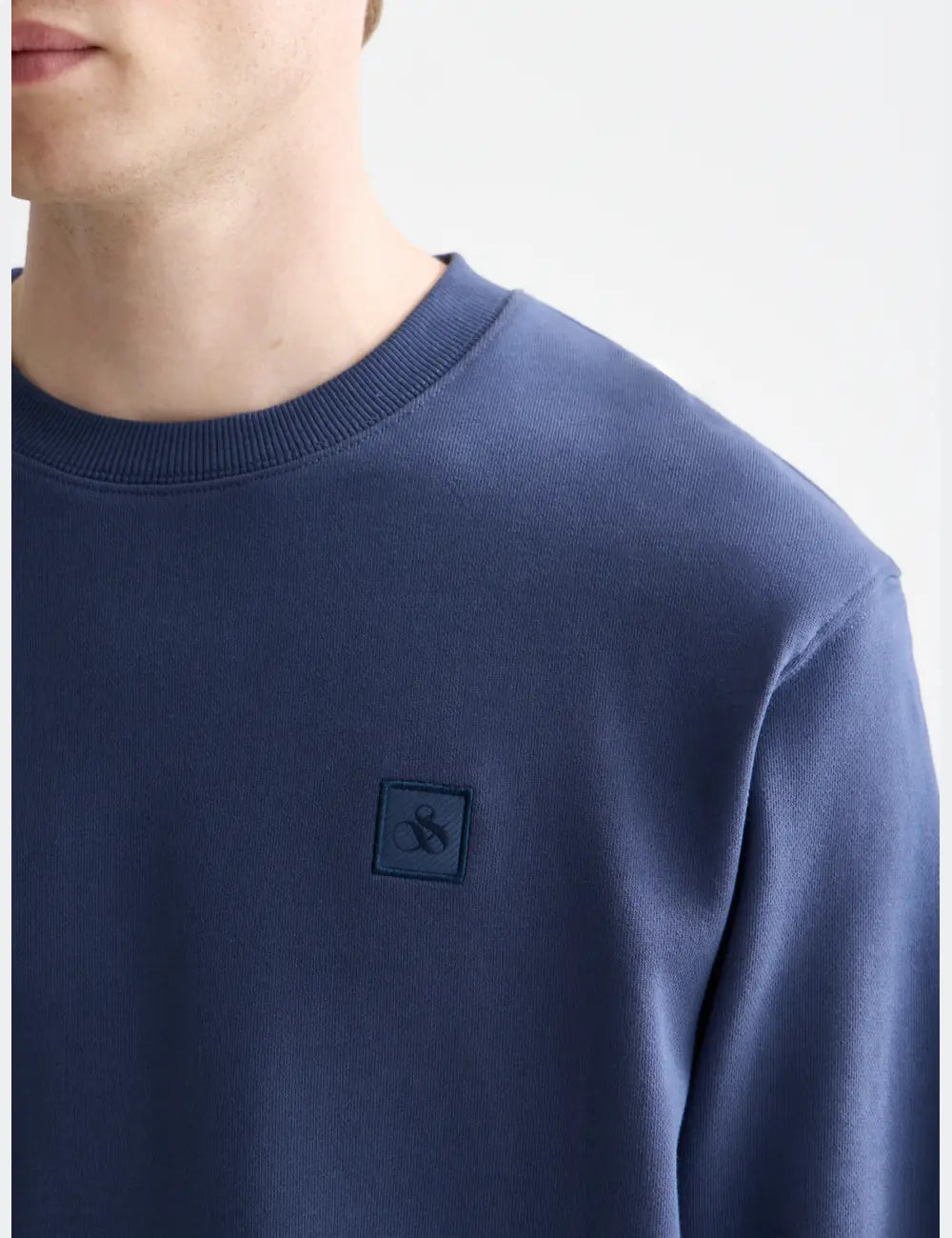 Seasonal Core Logo Badge Regular-fit Sweat-shirt detail shot of fabric and craftsmanship by Scotch & Soda