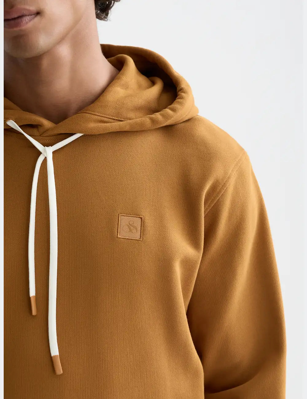 Seasonal Core Logo Badge Regular-fit Hoodie detail shot of fabric and craftsmanship by Scotch & Soda