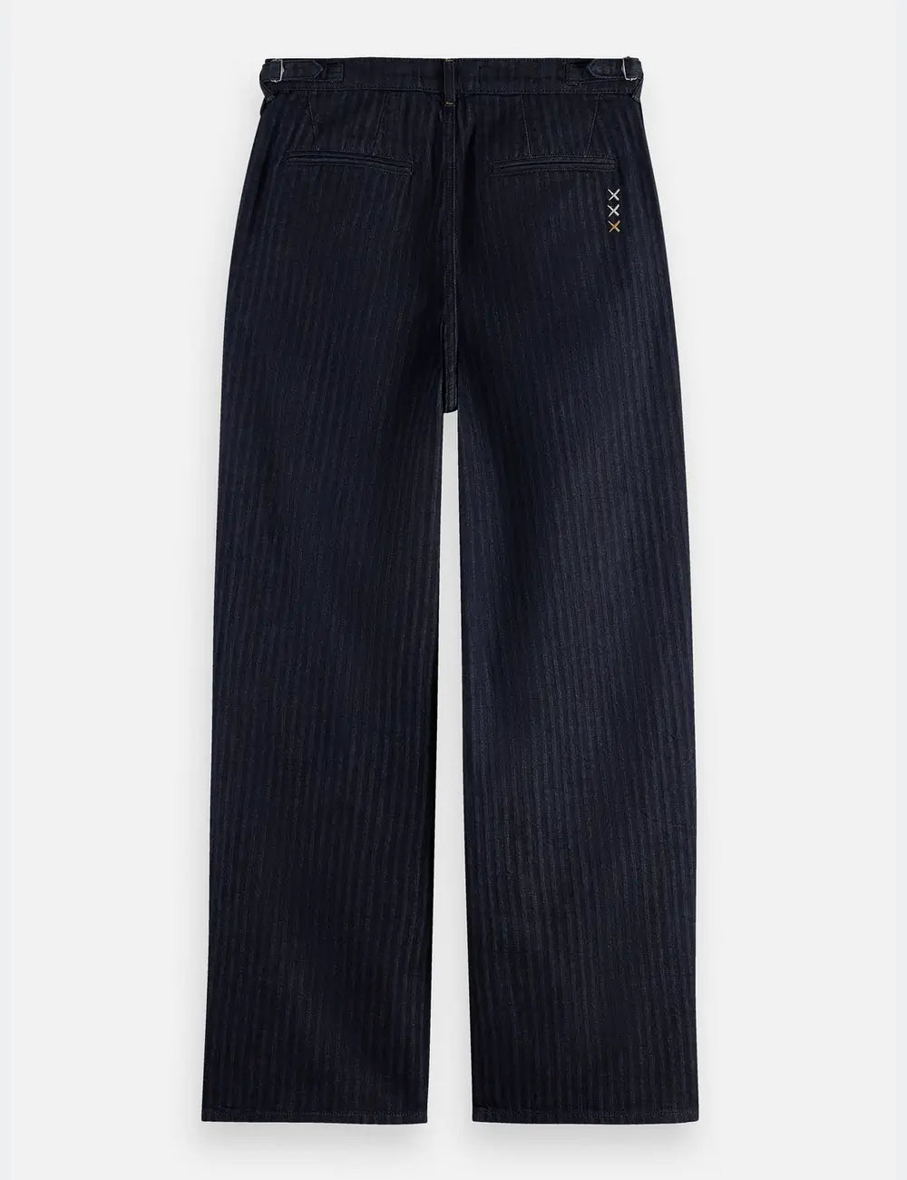 Seasonal Loose Fit Denim Chino flat lay showing product details by Scotch & Soda