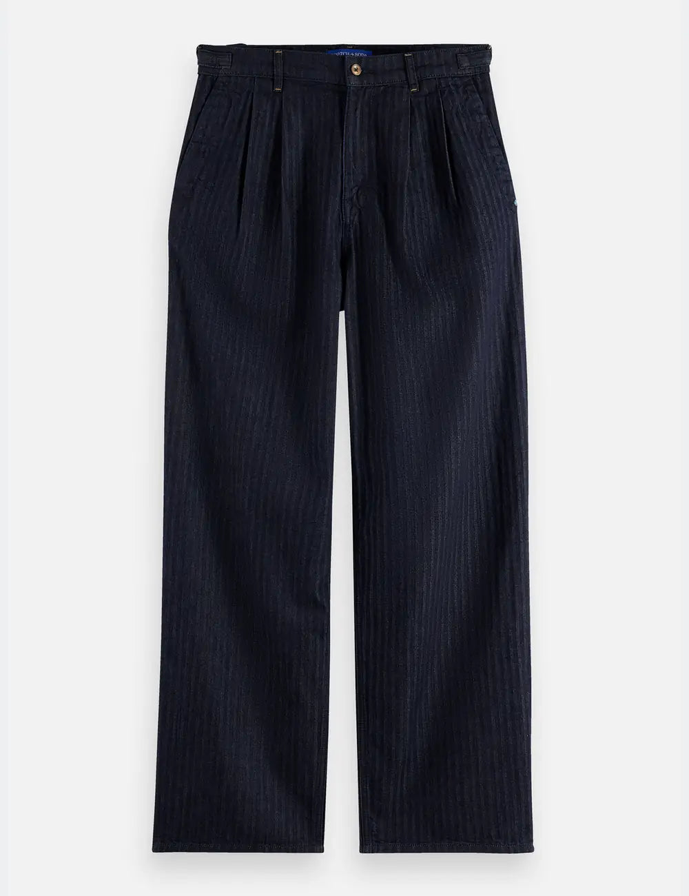 Seasonal Loose Fit Denim Chino front view showing fit and finish by Scotch & Soda