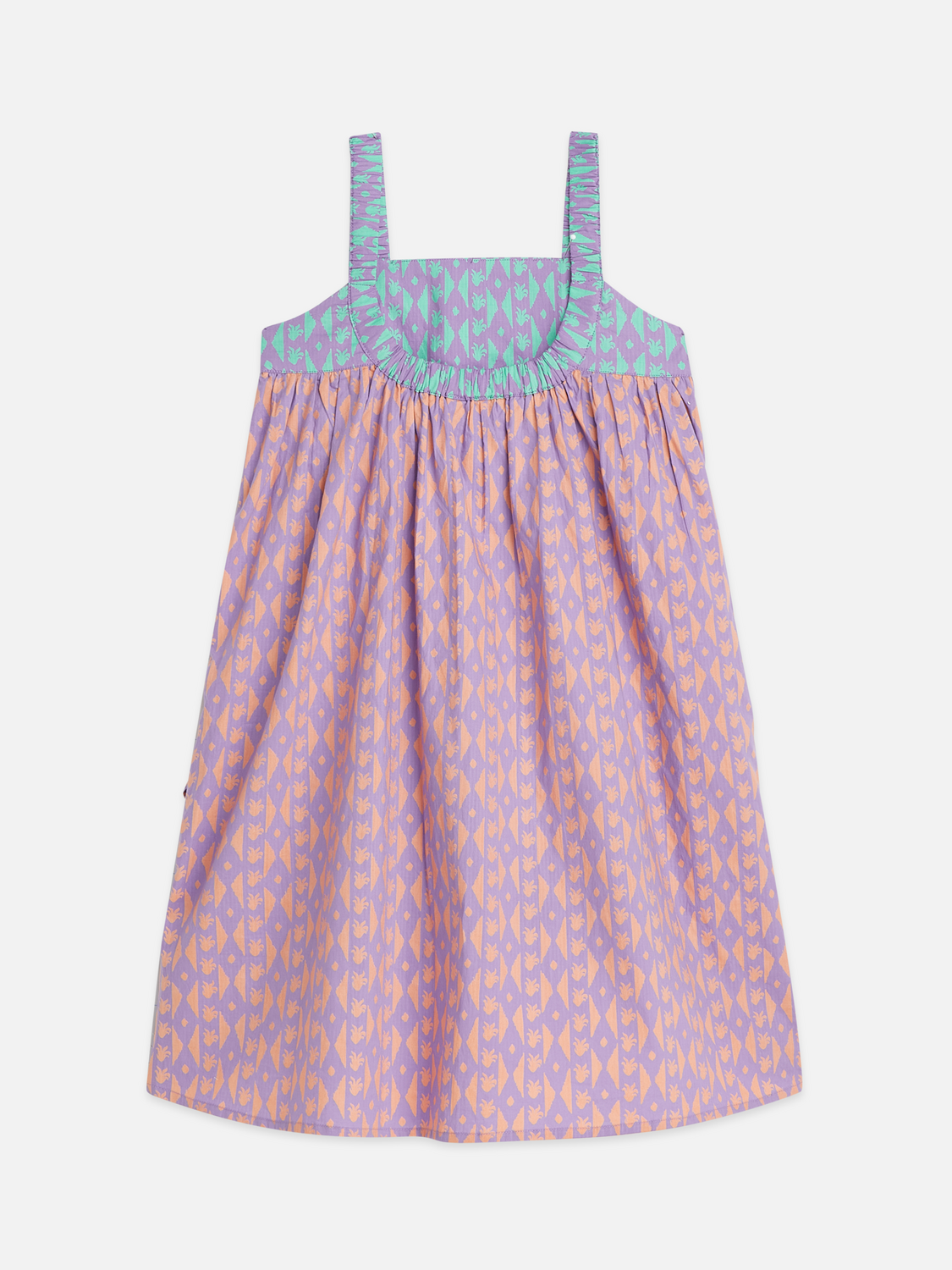 Girls print cotton strap dress