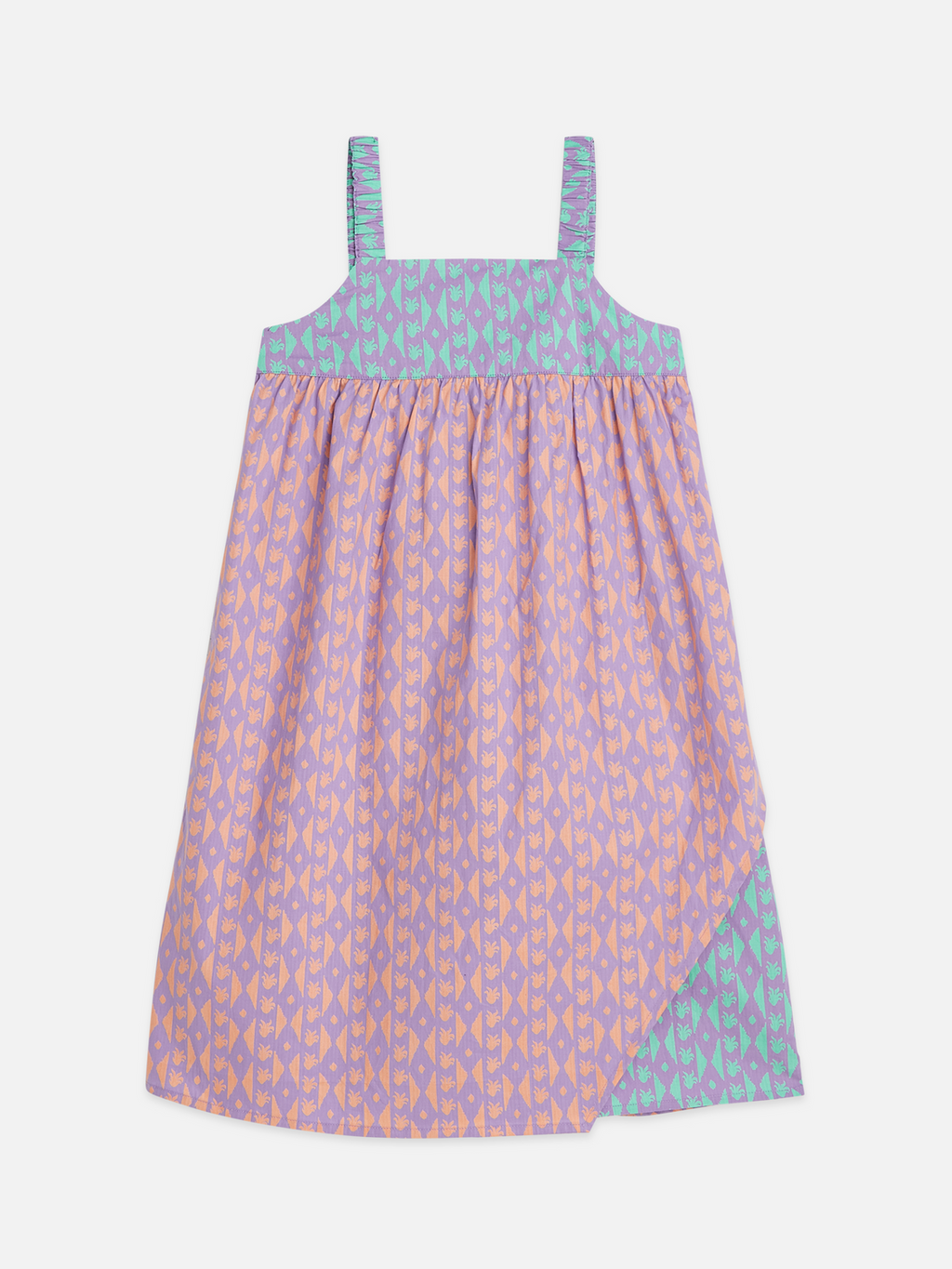 Girls print cotton strap dress