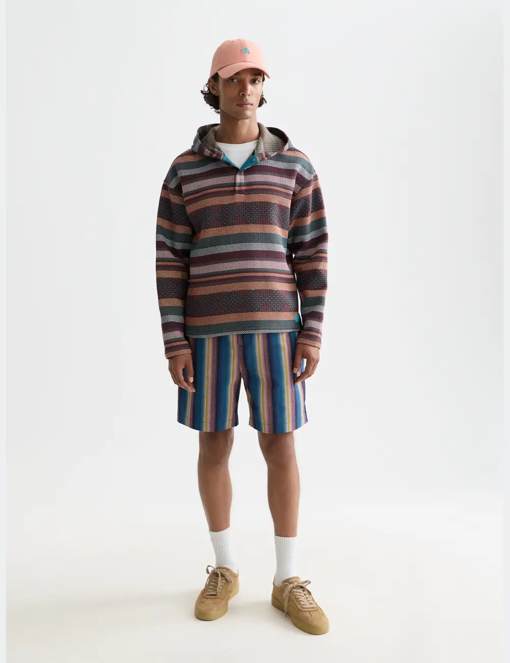 Western Detailed Striped Cotton Loose-fit Bermuda front view showing fit and finish by Scotch & Soda