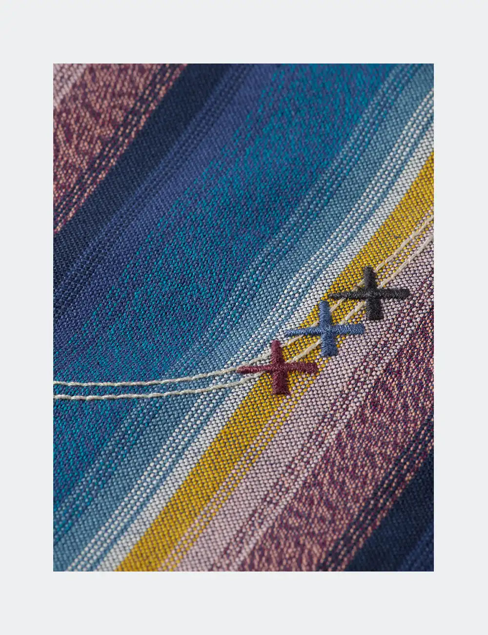 Western Detailed Striped Cotton Loose-fit Bermuda detail shot of fabric and craftsmanship by Scotch & Soda