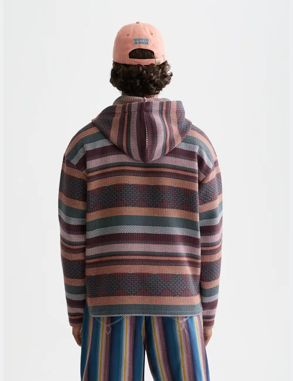 Jacquard Relaxed-fit Hoodie back view showing fit and finish by Scotch & Soda