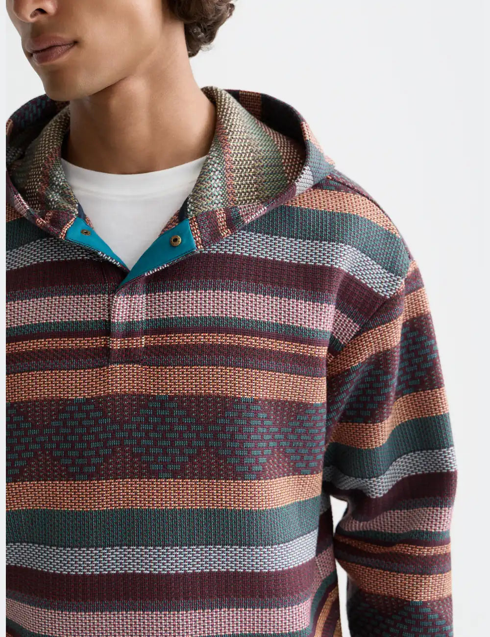 Jacquard Relaxed-fit Hoodie detail shot of fabric and craftsmanship by Scotch & Soda