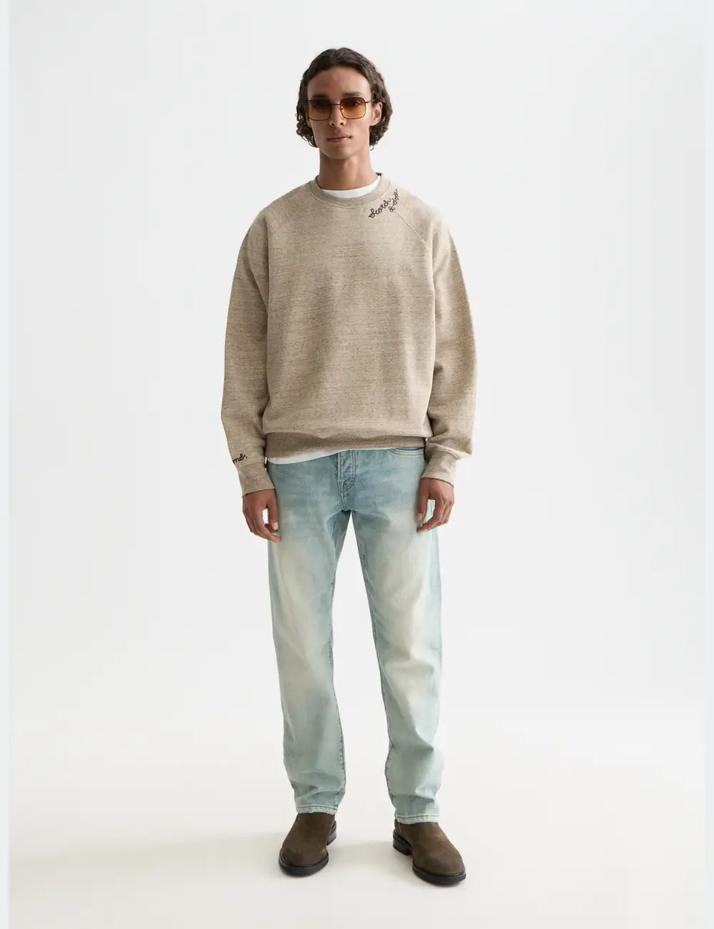 Space Yarn Embroidered Loose-fit Sweat-shirt front view showing fit and finish by Scotch & Soda