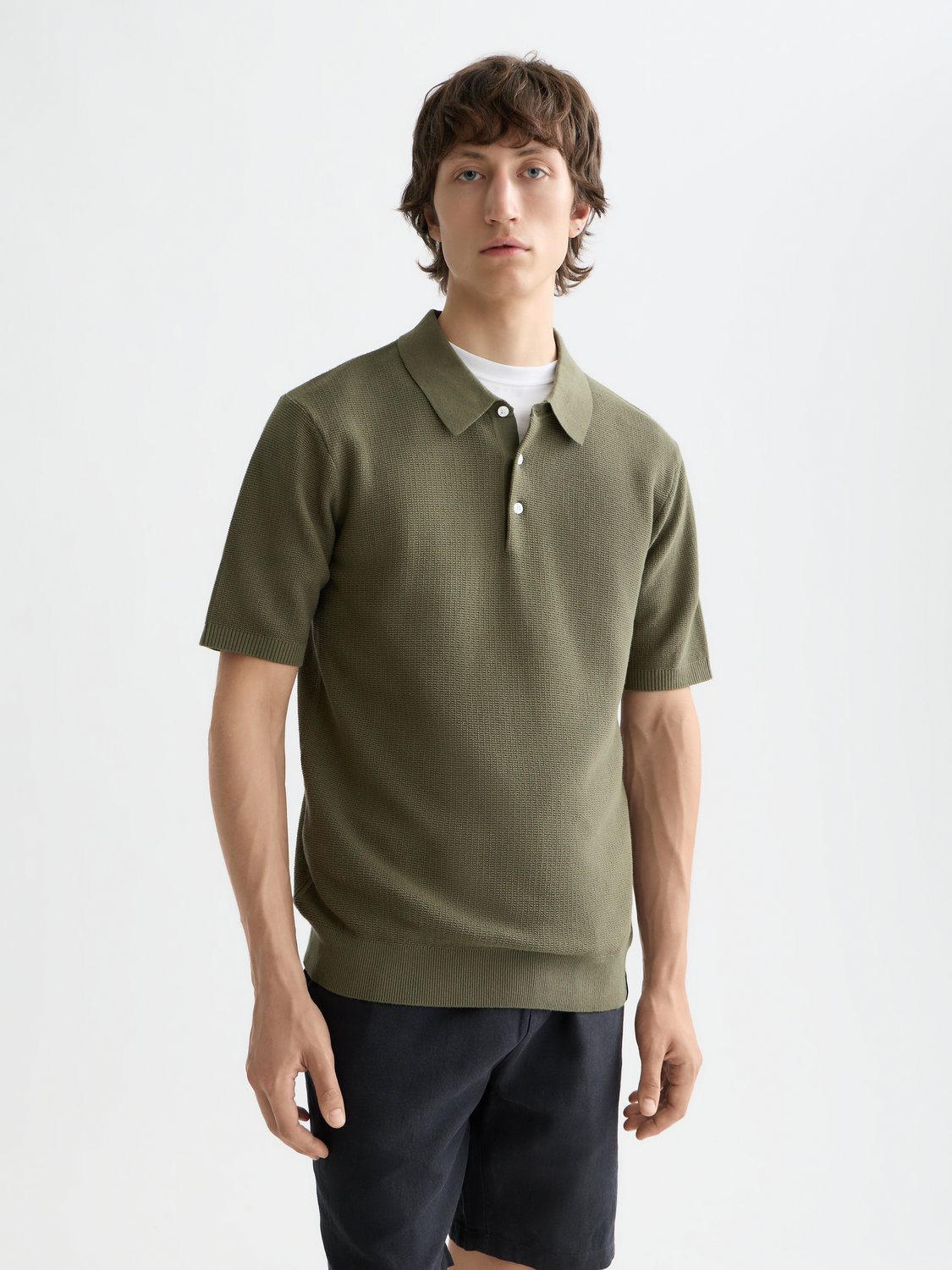 Essentials Structured knitted regular-fit polo