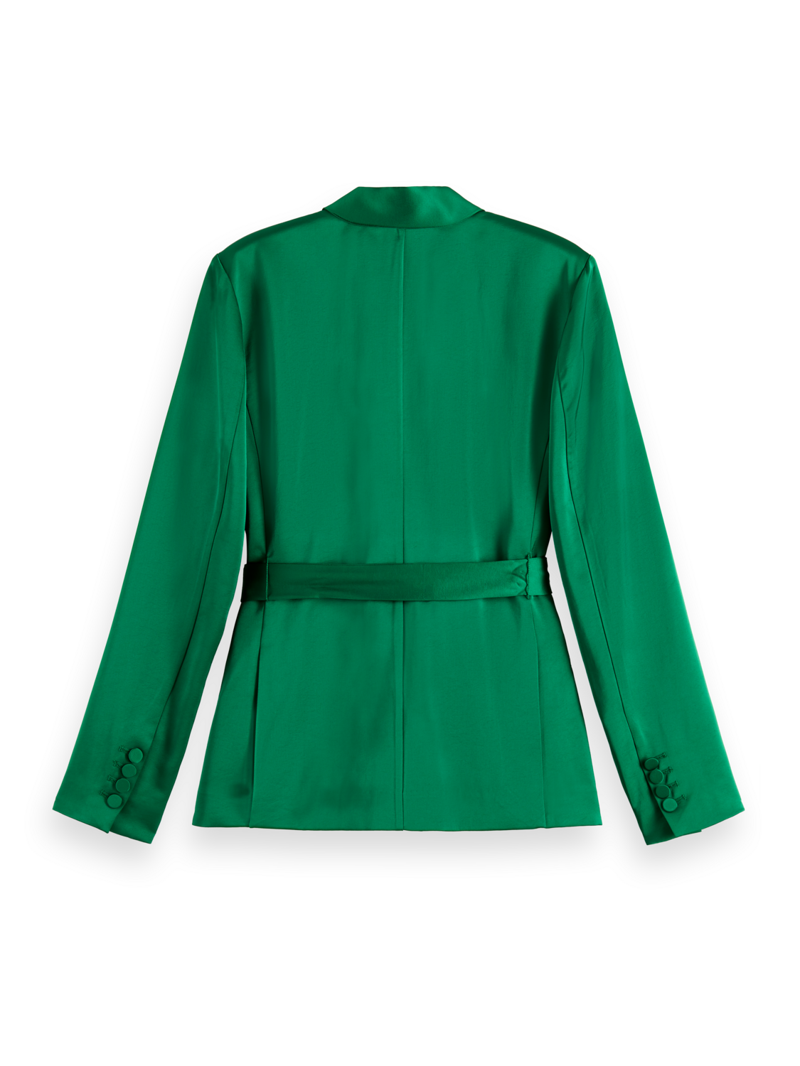 BELTED SATIN SINGLE BREASTED BLAZER