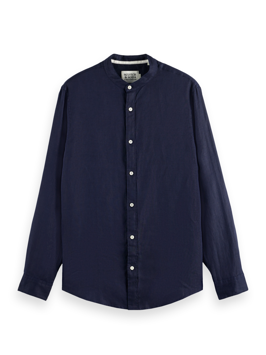 Essentials Collarless Linen Shirt
