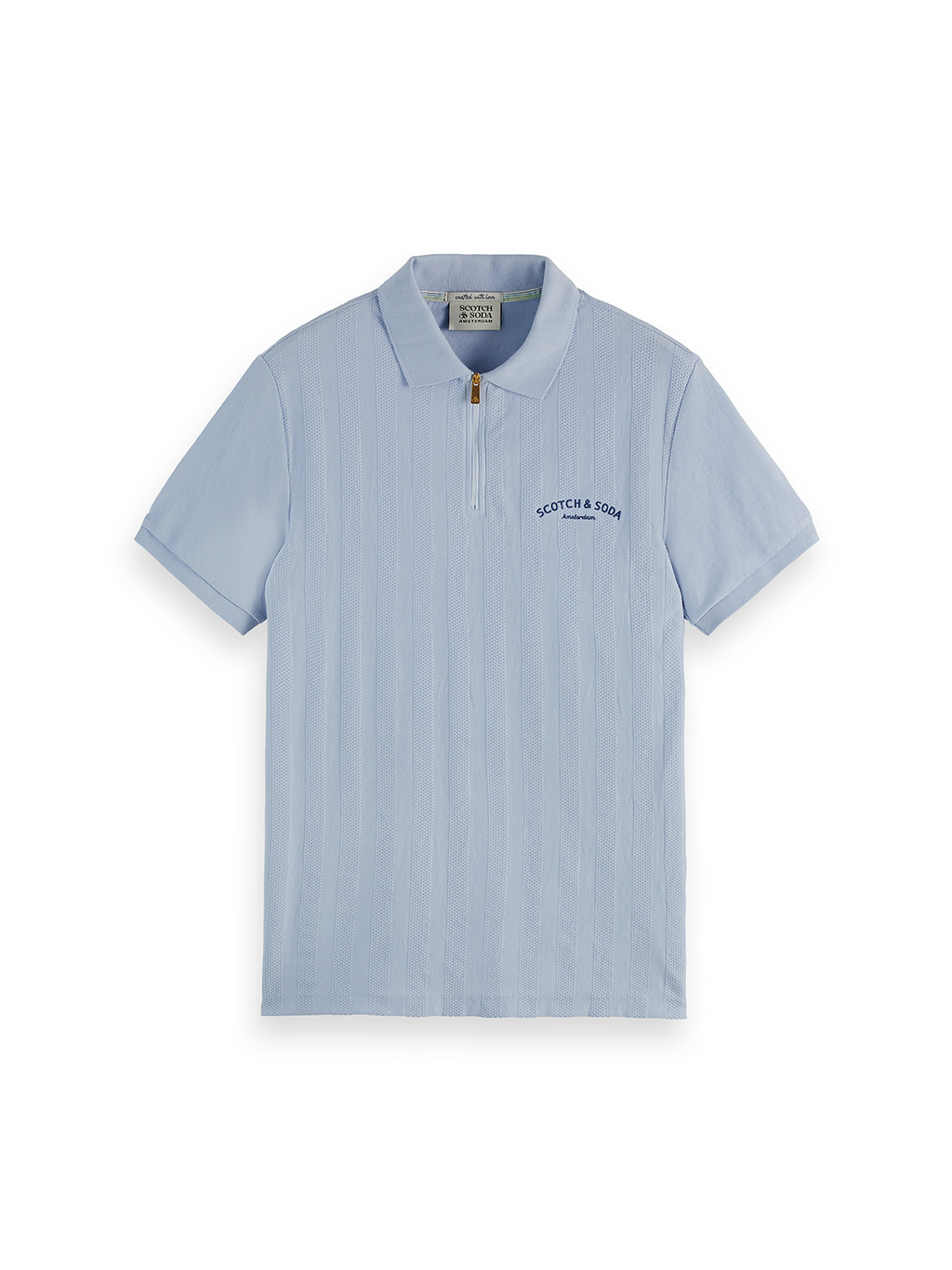 MENS POPCORN PIQUE ZIP POLO