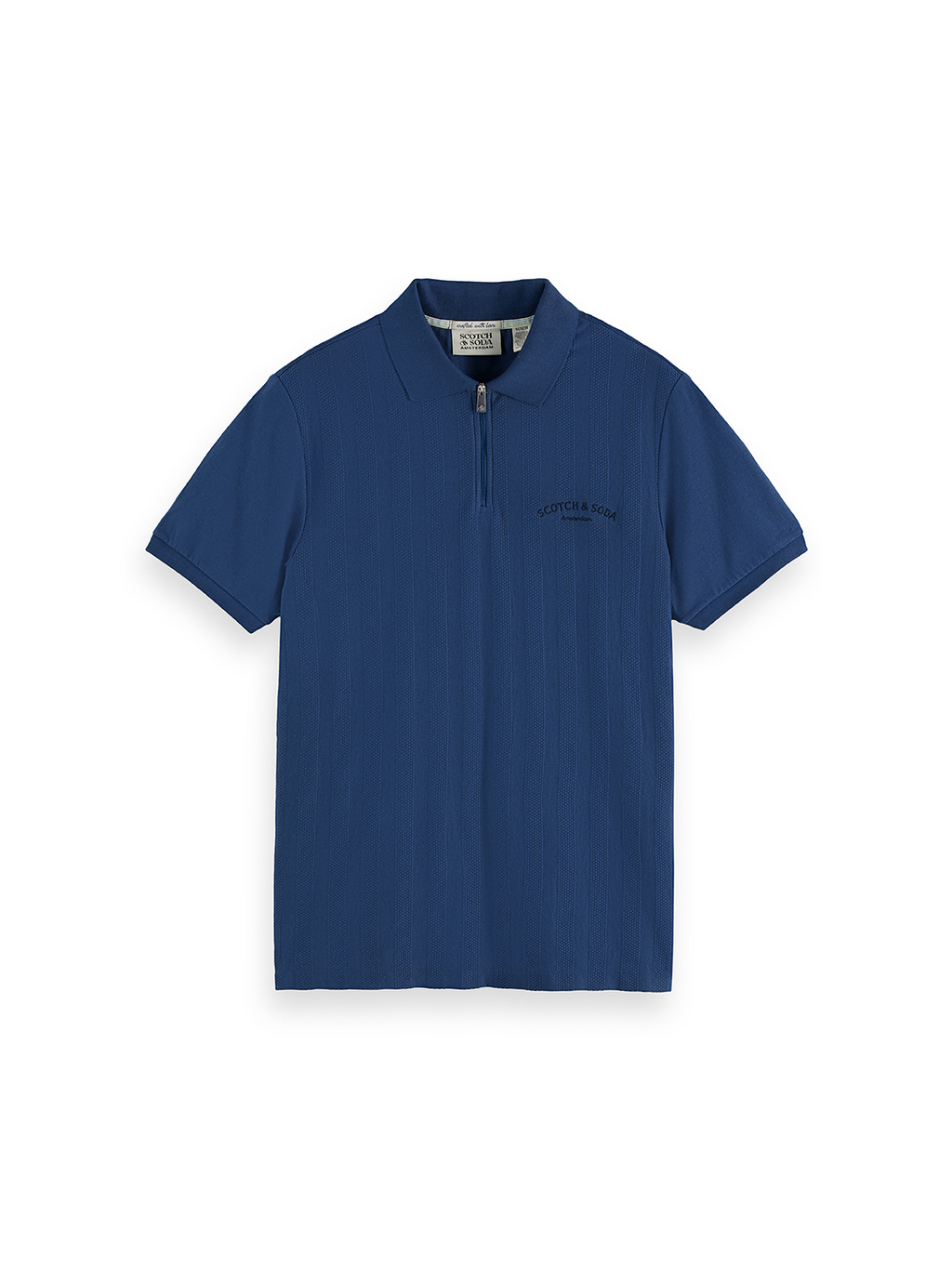MENS POPCORN PIQUE ZIP POLO